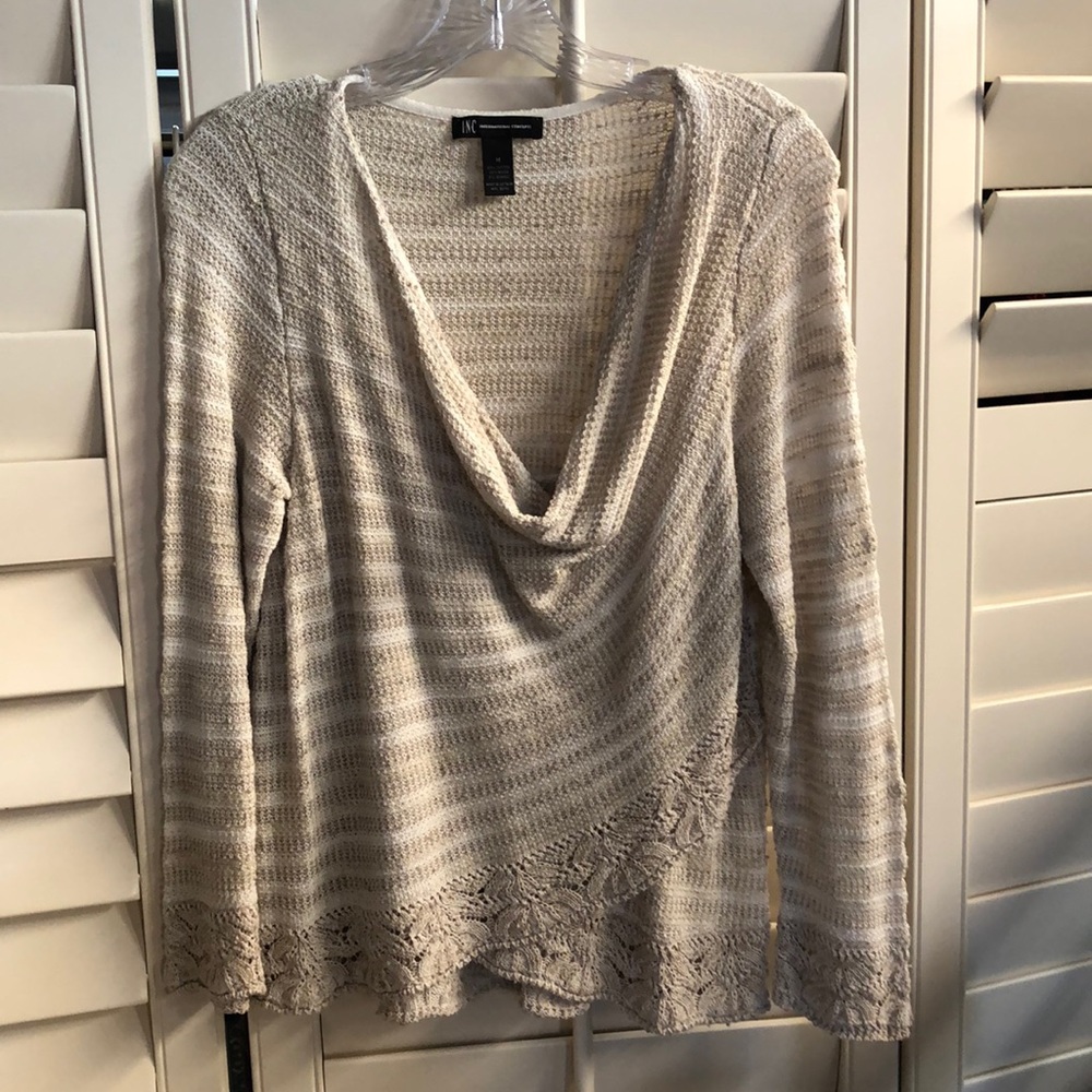 Cream and tan sweater top, size M